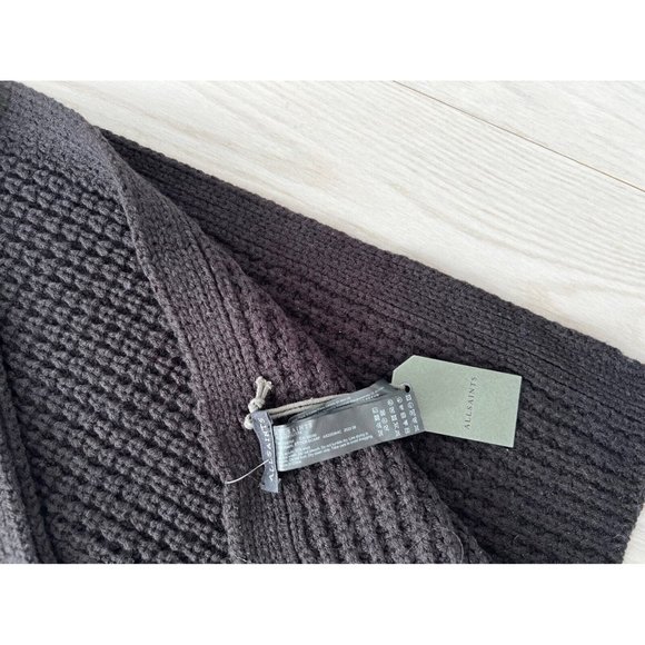 AllSaints Thermal Stitch Nevada Knit Scarf Black - Picture 3 of 4